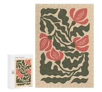 Puzzle 300 PCS Per Adolescenti Elegant Red Floral Illustration - Botanical Wall Art with Hand-Drawn Flowers Puzzle Per Adulti Giochi Rilassanti Quadri Da Parete Offerta Come Regalo Per Tutta La Famigl