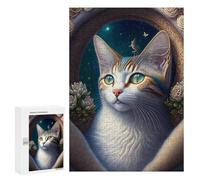 Puzzle 300 PCS Per Adolescenti Enchanted Celestial Cat Art Print Puzzle Per Adolescenti Migliora La Memoria Difficile Da Completare Divertimento in Famiglia E Serata Di Giochi 300 PCS