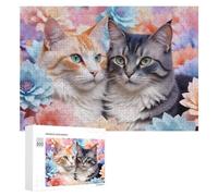Puzzle 300 PCS Per Adolescenti Fluffy Cats in Pastel Flowers Puzzle Per Adulti Giochi Rilassanti Perfetto Per Decorare E Regalare A Tutta La Famiglia 300 PCS