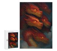 Puzzle 300 PCS Per Adolescenti Four-Headed Fire Dragon Artwork Puzzle Per Adolescenti Migliora La Memoria Difficile Da Completare Divertimento in Famiglia E Serata Di Giochi 300 PCS