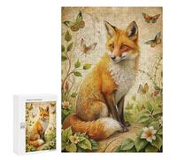 Puzzle 300 PCS Per Adolescenti Fox And Butterflies in Nature Puzzle Per Adulti Giochi Rilassanti Decorazione Per La Casa Regali Unici Per Compleanno E Natale 300 PCS
