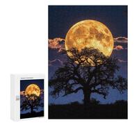 Puzzle 300 PCS Per Adolescenti Full Moon Rising Behind Tree Silhouette Puzzle Per Adulti Puzzle Migliorano La Memoria Sfida Educativa Regali Unici Per Compleanno 300 PCS