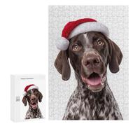 Puzzle 300 PCS Per Adolescenti German Shorthaired Pointer Dog with Santa Hat Puzzle Per Adulti Giocattoli Fai Da Te Analisi E Logica Come Regali Per Tutta La Famiglia 300 PCS