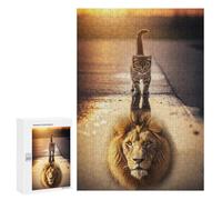 Puzzle 300 PCS Per Adolescenti Kitten Lion Reflection Puzzle Per Adulti Giocattoli Antistress Difficile Difficile Per È Ideale Come Regalo 300 PCS