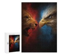 Puzzle 300 PCS Per Adolescenti Lion Vs Eagle Epic Face-off! Puzzle Per Adolescenti Migliora La Memoria Difficile Da Completare Divertimento in Famiglia E Serata Di Giochi 300 PCS