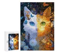 Puzzle 300 PCS Per Adolescenti Magical Bi-Color Cat with Butterflies -1 Puzzle Per Adolescenti, Ma Divertenti E Umoristici, Sfida Educativa, Gioco Intellettuale 300 PCS