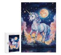 Puzzle 300 PCS Per Adolescenti Magical Unicorn Under The Moonlight Puzzle Per Adulti Giochi Rilassanti Decorazione Per La Casa Regali Unici Per Compleanno E Natale 300 PCS