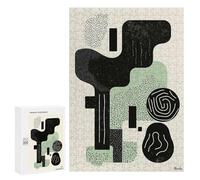Puzzle 300 PCS Per Adolescenti Sage Green & Black Abstract Minimalist Art - Modern Decor Puzzle Per Adulti Giocattoli Antistress Decorazione Perfetta Regali Per La Riduzione Dello Stress 300 PCS