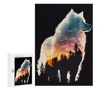 Puzzle 300 PCS per Adolescenti Samoyed Silhouette Puzzle Gioco Di Ingegnere Alleviatore Di Stress Sfidante per Completare 300 PCS