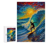Puzzle 300 PCS Per Adolescenti Surfer in Sunset Wave Starry Night Puzzle Per Adulti Giocattoli Antistress Difficile Difficile Per È Ideale Come Regalo 300 PCS