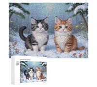 Puzzle 300 PCS Per Adolescenti Winter Cats in Snow Puzzle Per Adulti Giochi Rilassanti Perfetto Per Decorare E Regalare A Tutta La Famiglia 300 PCS