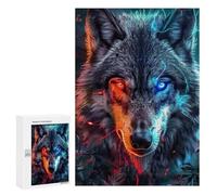 Puzzle 300 PCS Per Adolescenti Wolf Eyes Red Vs Blue Puzzle Per Adulti Migliora La Memoria Interazione Genitore-figlio Giocattolo Gioco Intellettuale 300 PCS