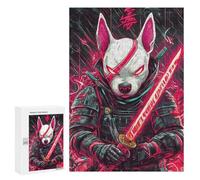 Puzzle 300 PCS Per Adulti Bull Terrier Dog Samurai Warrior Puzzle Per Adulti Giochi Rilassanti Analisi E Logica Riduzione Dello Stress Regali 300 PCS