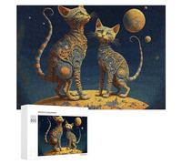 Puzzle 300 PCS Per Adulti Galactic Cats A Cosmic Artwork Puzzle Per Adulti Giochi Per Famiglie Difficili Difficili Per Compleanno, Natale 300 PCS