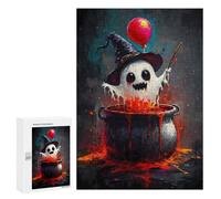 Puzzle 300 PCS Per Adulti Ghostly Witch in Cauldron Puzzle Per Adolescenti Giocattolo Decorazione Da Parete Decorazione Perfetta Difficile Da Completare 300 PCS