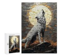 Puzzle 300 PCS Per Adulti Howling Wolf Under Moonlight - Bold Impasto Artwork Puzzle Rompicapo Gioco Regalo Per Donne Attività Divertenti Da Fare A Casa 300 PCS
