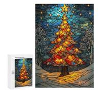 Puzzle 300 PCS Per Adulti Stained Glass Christmas Tree Puzzle Rompicapo Gioco Regalo Per Donne Attività Divertenti Da Fare A Casa 300 PCS