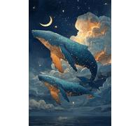 Puzzle 300 Pezzi Balene Cielo Stellato, Puzzle Giocattolo Decompressivo Intellettuale Educativo Divertente Gioco per Famiglie, Puzzles per Adulti 300 Pezzi 38 x 26 cm