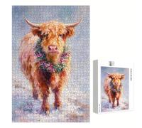 Puzzle 300 Pezzi - Bovini delle Highlands & Inverno - Puzzle in Legno Durevole con Lettere sul Retro - 40 x 28 cm - Hobby Creativo Senza Polvere - Articolo per Collezionisti e 14 Anni in Su P3#1094
