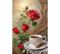 Puzzle 300 Pezzi Caffè Alla Rosa, Puzzle Impossibili Gioco Educativo Sviluppa Pazienza e Destrezza, Lettere sul Retro Facile Montaggio, Regalo per Uomini Donne e Anziani 40 x 28 cm