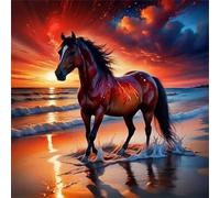 Puzzle 300 Pezzi Cavallo al tramonto, puzzle per Adulti 300 pezzi 35x35cm, Puzzles Giochi Rilassamento e Intelligence, puzzles Classici per Gioco Familiare, Festa Aziendale, Regalo Natale