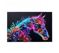 Puzzle 300 Pezzi Cavallo Puzzle Fiore Adulti Arte Grandi Dimensioni Jigsaw di Legno con una Scatola, Impossibili Jigsaw Gioco Familiare for Adulti Principiante, Home Decor Regalo Donna 38x26cm D-60