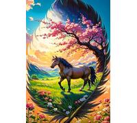 Puzzle 300 Pezzi Fiore Animale Cavallo, Puzzle Giocattolo Decompressivo Intellettuale Educativo Divertente Gioco per Famiglie, Puzzles per Adulti 300 Pezzi 38 x 26 cm