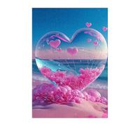 Puzzle 300 Pezzi, Fiore Forma Cuore Sulla Spiaggia Puzzles, Gioco Educativo Sviluppare Osservazione e Logica, Puzzle 300 Pezzi per Adulti