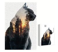 Puzzle 300 Pezzi - Gatto & Foresta - Puzzle in Legno Durevole con Lettere sul Retro - 40 x 28 cm - Hobby Creativo Senza Polvere - Articolo per Collezionisti e 14 Anni in Su P3#1200