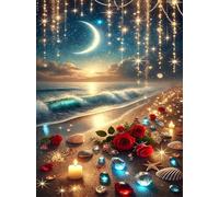 Puzzle 300 pezzi Giochi educativo e Giocattoli sfida Regalo Jigsaw puzzle classici per Adulti,DIY Puzzles Rose Starlight Beach,38x26 cm
