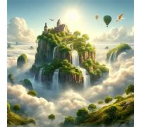 Puzzle 300 Pezzi,jigsaw puzzle per adulti 35x35 cm Cascate del Castello Celeste Puzzles Classici,puzzles impegnativo,Impossibile Difficile giochi per tutta la famiglia
