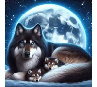 Puzzle 300 Pezzi,jigsaw puzzle per adulti 35x35 cm Famiglia di cani al chiaro di luna Puzzles Classici,puzzles impegnativo,Impossibile Difficile giochi per tutta la famiglia
