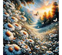 Puzzle 300 Pezzi,jigsaw puzzle per adulti 35x35 cm Farfalla del campo di margherite Puzzles Classici,puzzles impegnativo,Impossibile Difficile giochi per tutta la famiglia