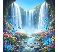 Puzzle 300 Pezzi,jigsaw puzzle per adulti 35x35 cm Farfalla della grotta della cascata Puzzles Classici,puzzles impegnativo,Impossibile Difficile giochi per tutta la famiglia