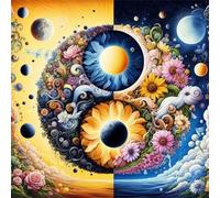 Puzzle 300 Pezzi,jigsaw puzzle per adulti 35x35 cm Girasoli Yin-Yang Puzzles Classici,puzzles impegnativo,Impossibile Difficile giochi per tutta la famiglia