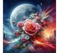 Puzzle 300 Pezzi,jigsaw puzzle per adulti 35x35 cm Rose della luna della città Puzzles Classici,puzzles impegnativo,Impossibile Difficile giochi per tutta la famiglia