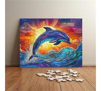 Puzzle 300 Pezzi L'Alba Fa Ondeggiare I Delfini Giochi educativo e Giocattoli Sfida Puzzle Impossible Jigsaw Puzzle Classici per Adulti 38 x 26 cm 300 Pezzi Puzzle Adulti
