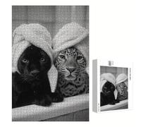 Puzzle 300 Pezzi - Leopardo & Grigio - Puzzle in Legno Durevole con Lettere sul Retro - 40 x 28 cm - Hobby Creativo Senza Polvere - Articolo per Collezionisti e 14 Anni in Su P3#1359