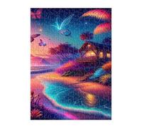 Puzzle 300 Pezzi Oceano Spiaggia Farfalle 40x28 cm Puzzles Classici Difficili Impossibili Puzzle Adulti 300 Pezzi per Gioco Familiare Decorazione per la Casa