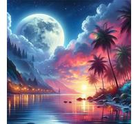 Puzzle 300 Pezzi Paesaggio di Moon Palms, puzzle per Adulti 300 pezzi 35x35cm, Puzzles Giochi Rilassamento e Intelligence, puzzles Classici per Gioco Familiare, Festa Aziendale, Regalo Natale