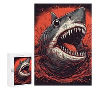 Puzzle 300 pezzi per adolescenti Bloodthirsty Shark Illustration Puzzles Relax Games Promuovere la memoria intera famiglia 300 pezzi