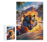 Puzzle 300 pezzi per adolescenti Tiger on Fire Beach-1 puzzle per adulti gioco di pensiero analisi e logica 300 pezzi