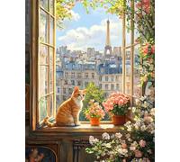 Puzzle 300 Pezzi per Adulti Gatto da balcone da città, Intrattenimento Creativo, puzzle Divertenti Uomo e Donna, Gioco Giocattolo per la Famiglia, Colorato impegnativo per adulti
