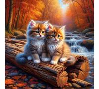 Puzzle 300 Pezzi per Adulti Gatto Giungla Autunnale Puzzle impossibile Gioco Antistress Sfida Difficile Puzzles per Adulti 300 Pezzi 35x35 cm
