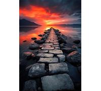 Puzzle 300 Pezzi per Adulti, Ponte Lago Sunset, Esercitare la Memoria, Migliorare la Concentrazione Lettere sul Retro, Giocattolo Regalo per Uomini Donne e Anziani 38 x 26 cm