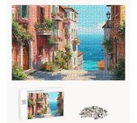 Puzzle 300 Pezzi - Piccola città & Oceano - Puzzle in Legno Durevole con Lettere sul Retro - 40 x 28 cm - Hobby Creativo Senza Polvere - Articolo per Collezionisti e 14 Anni in Su P3#105