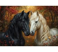 Puzzle 300 Pieces Cavallo Bambina Bambino 10 8 9 6 5 7 Anni Regalo Maschio Adulti Legno Foresta Puzzle Arte Giochi Gioco di QI Ragazzo Grandi Dimensioni 38x26cm,300pcs Regalo Toy, Scatola P-983