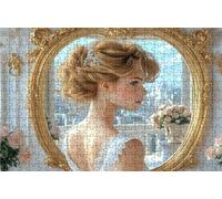 Puzzle 3000 Pezzi Donna Puzzle 3000 Pezzi Legno per Adulti Specchio, Splendidamente Confezionato in Una Scatola di Cartone, Trasportabile in Una Borsa a Rete per Decorazioni Parete 80x120 CM RXPT-718