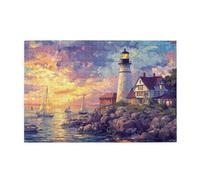Puzzle 3000 Pezzi Faro Puzzle Tramonto Adulti Arte Grandi Dimensioni Jigsaw di Legno con una Scatola e Poster, Impossibili Jigsaw Gioco Familiare for Adulti, Home Decor Regalo Donna 81x122cm E-736
