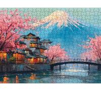 Puzzle 3000 Pezzi, Fiore Ciliegio Monte Fuji 3D Puzzle per Adulti Impegnativo, Educa Puzzles Artistico, Divertente Stimolante Puzzles Decorativo, Come Regalo e Decorazione Pareti R6KH-938
